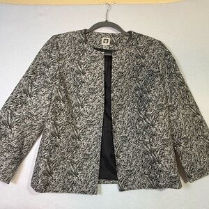 Anne Klein Black and Gray Structured Blazer